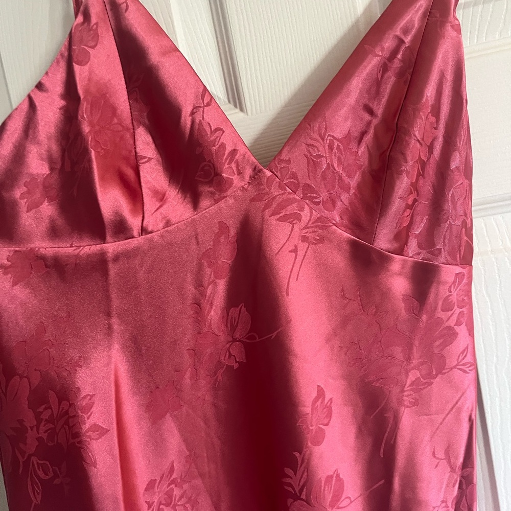 Lulus Idyllic Passion Pink Satin Floral Jacquard Midi Slip Dress - Pink